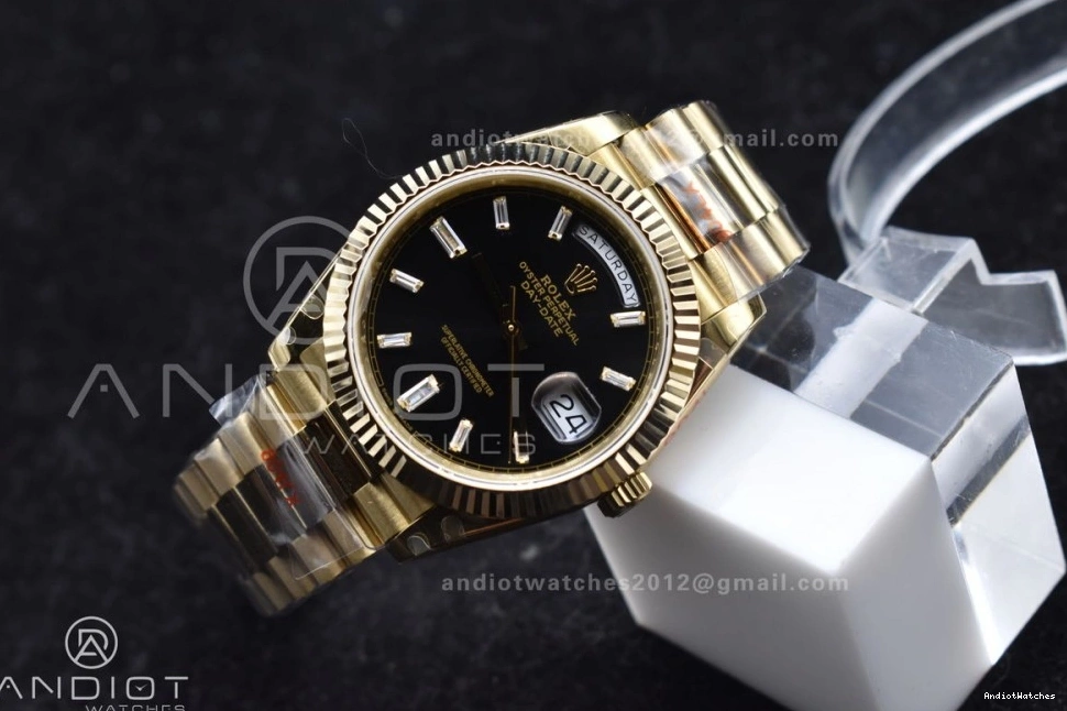 A2836 DayDate Tungsten Bracelet GMF Original 701 V RG President On Steel 904L Black Markers Weighted 40 with Dial Crystal 1220